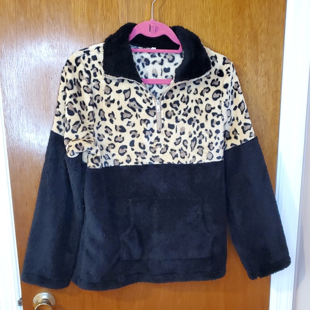 Cheetah Print Sherpa Pullover - Never Worn